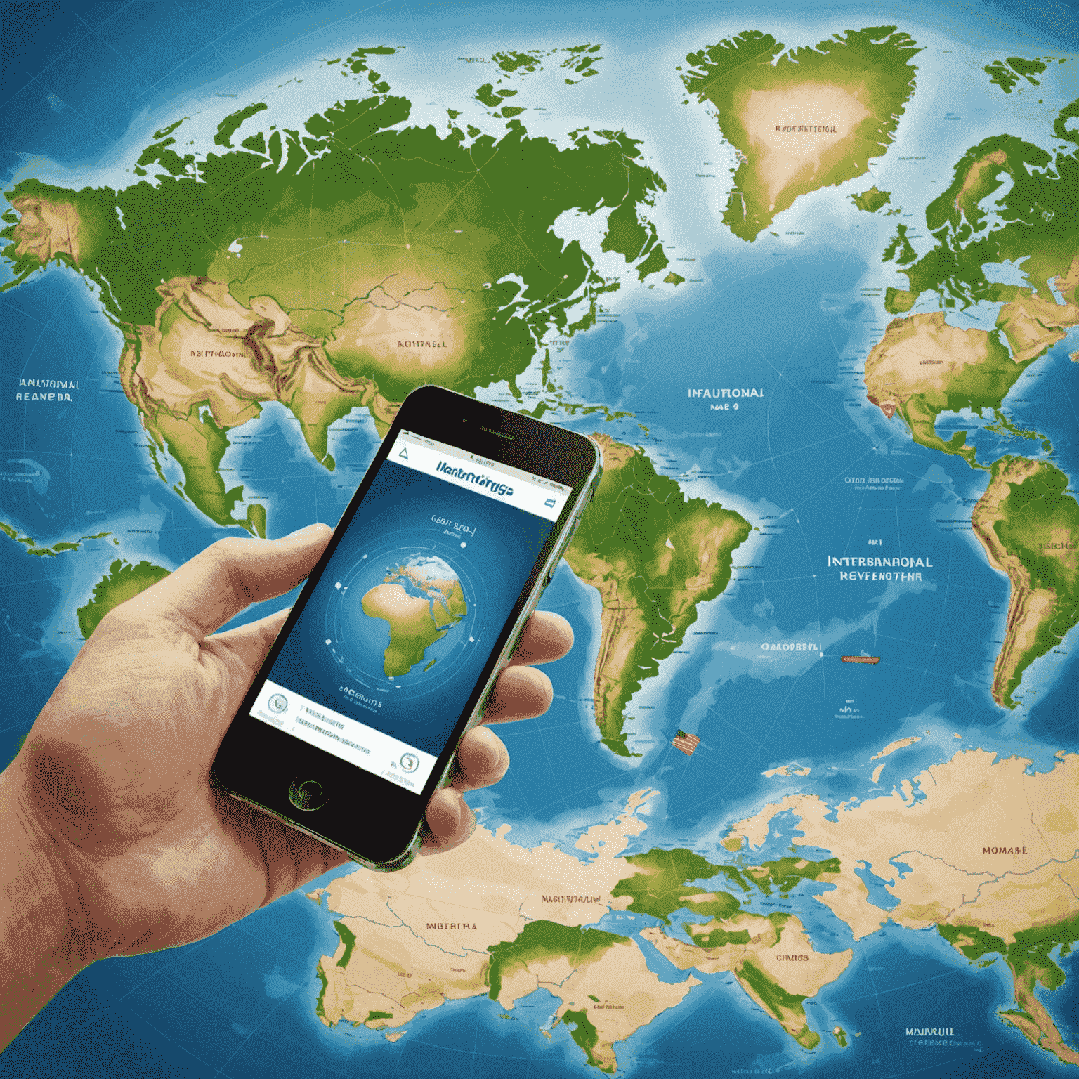 World map showing mobile coverage areas for international travel plans